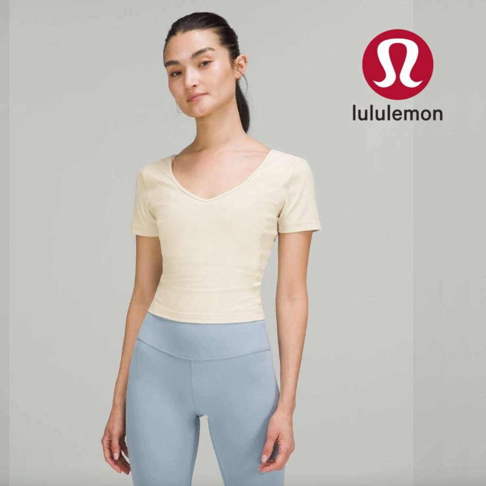 Lululemon Align T-Shirt Yoga Dance Training Tight Fit Cropped Top White Opal 8